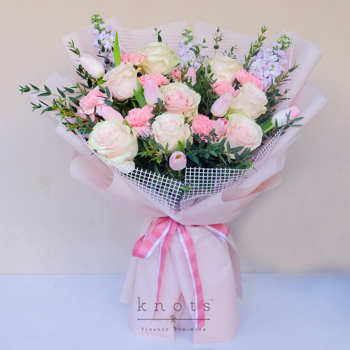 Fabulous Spring (Pink Tulips & Ecuadorian Roses Bouquet)