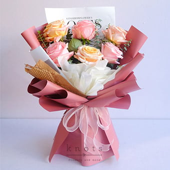 Sincerely Yours (Peach and Pink Ecuadorian Rose Bouquet)