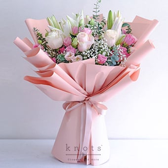 Connection of Love (Pink Ecuadorian Roses & Lilies Bouquet)