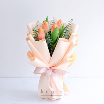 Tickle Love (4 Orange Tulips Bouquet)