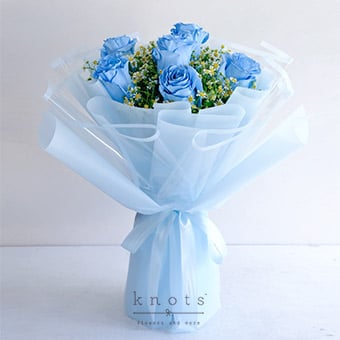 Milky  Heaven (6 Powder Blue Ecuadorian Roses)