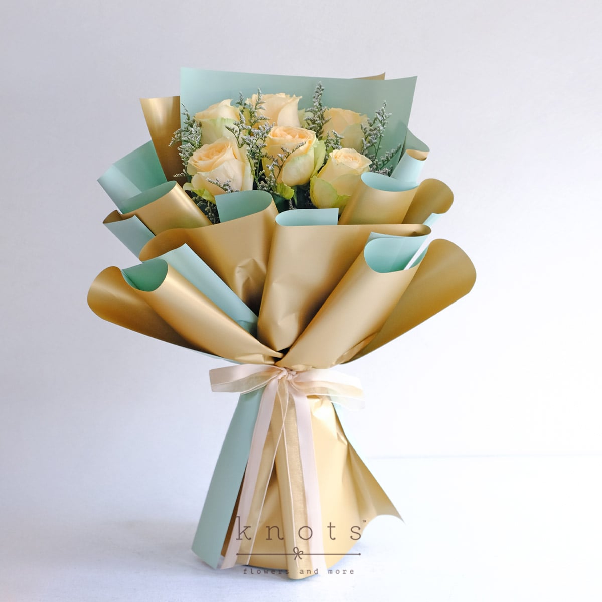 Pure Beginnings (Peach Roses Bouquet)