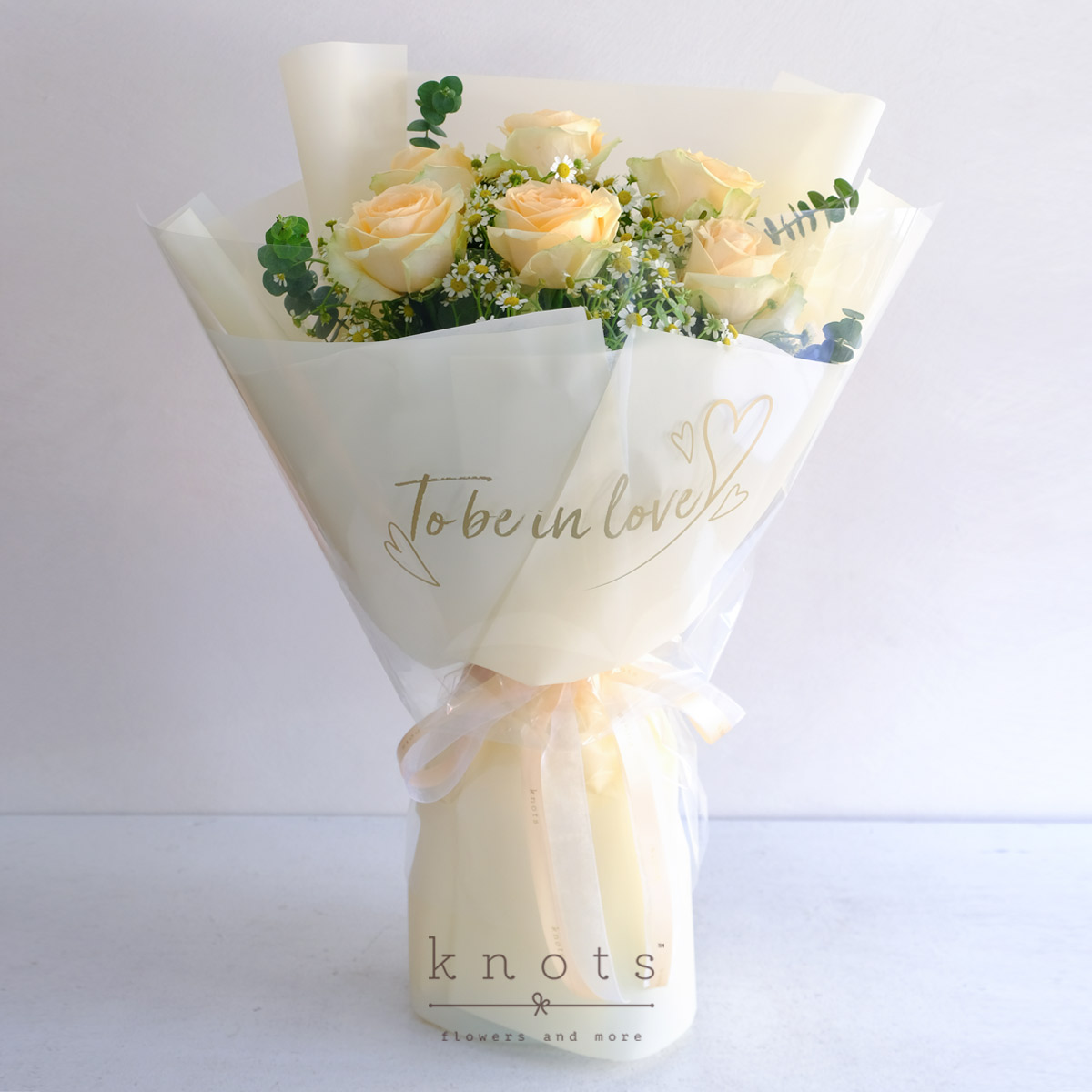 Head Over Heels (6 Peach Roses Bouquet)