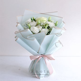 Agnes (White Ecuadorian Rose and Carnation Bouquet)