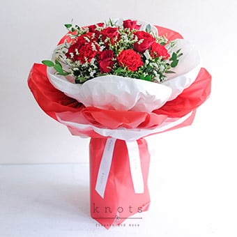 Lover's Surprise (Red Rose and Red Carnation Bouquet)