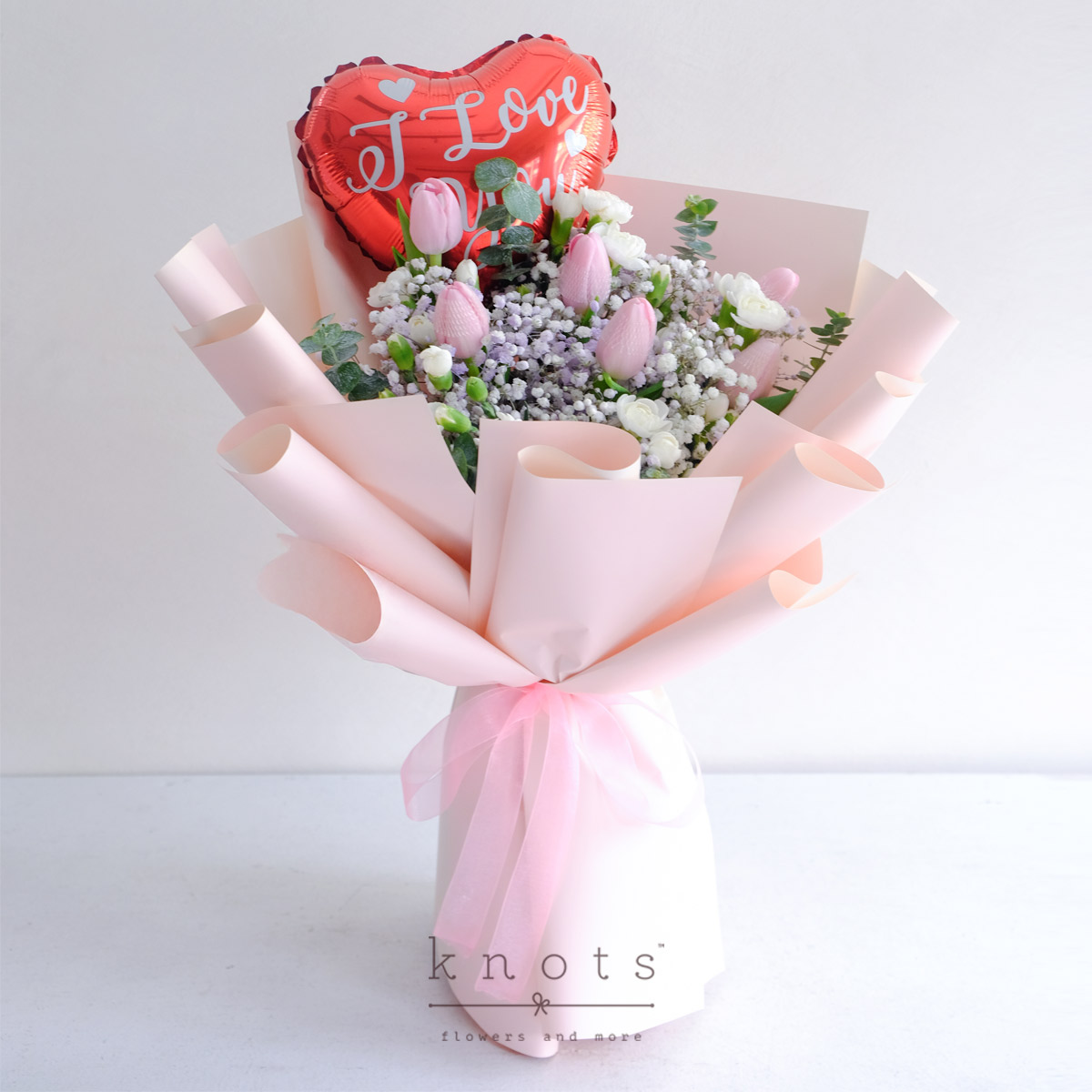 My Sweetest Love (Pink Tulips Bouquet w/ Balloon)