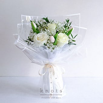 Eternal Soulmate (Pink Tulips & White Ecuadorian Roses Bouquet)