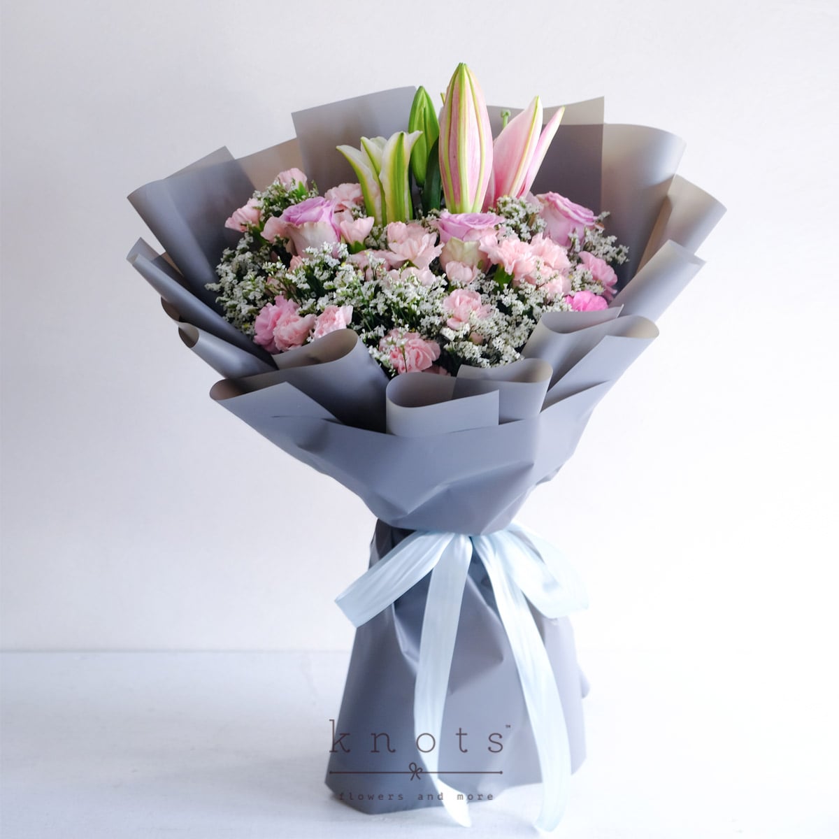Secret Garden (Pink Lily and Purple Roses Bouquet)