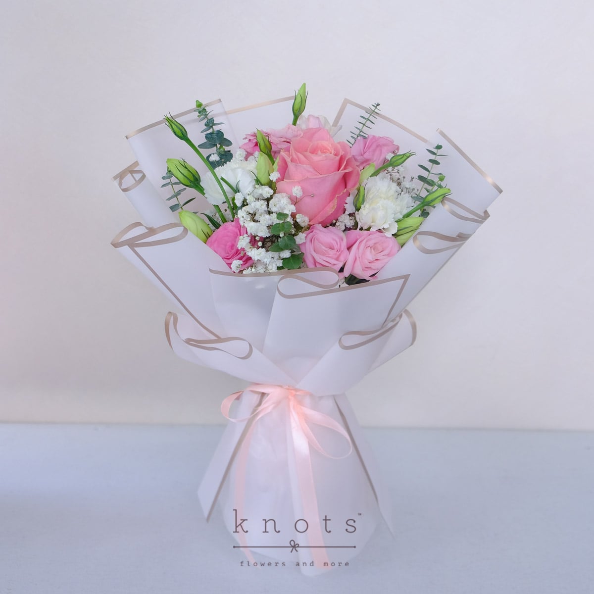 Rosalie (Pink Ecuadorian Rose and White Carnation Bouquet)