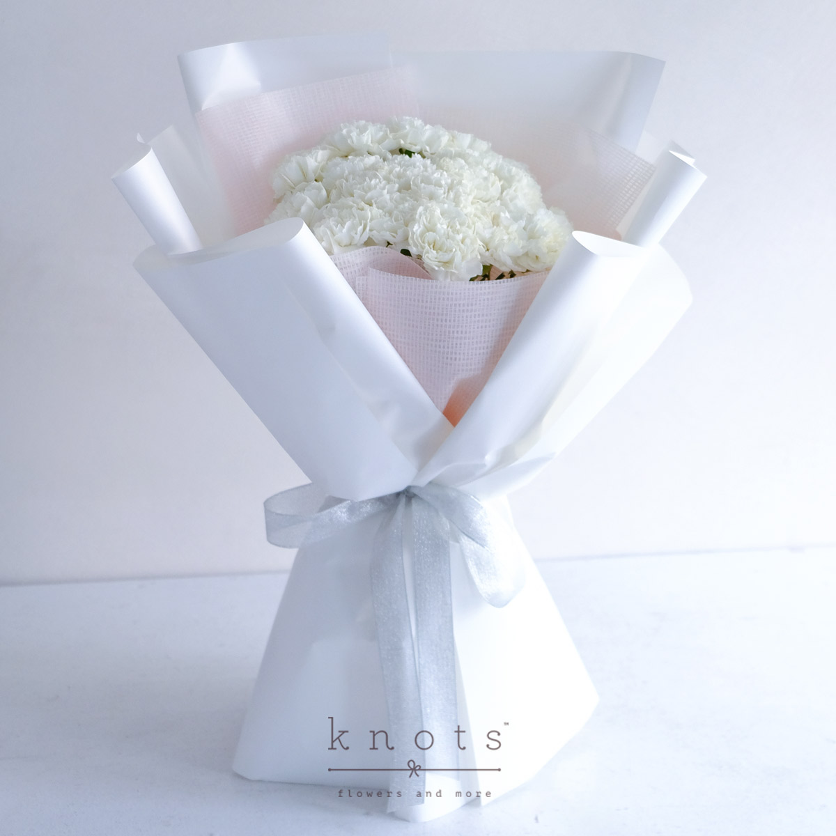Tranquil Beauty (White Carnations Bouquet)