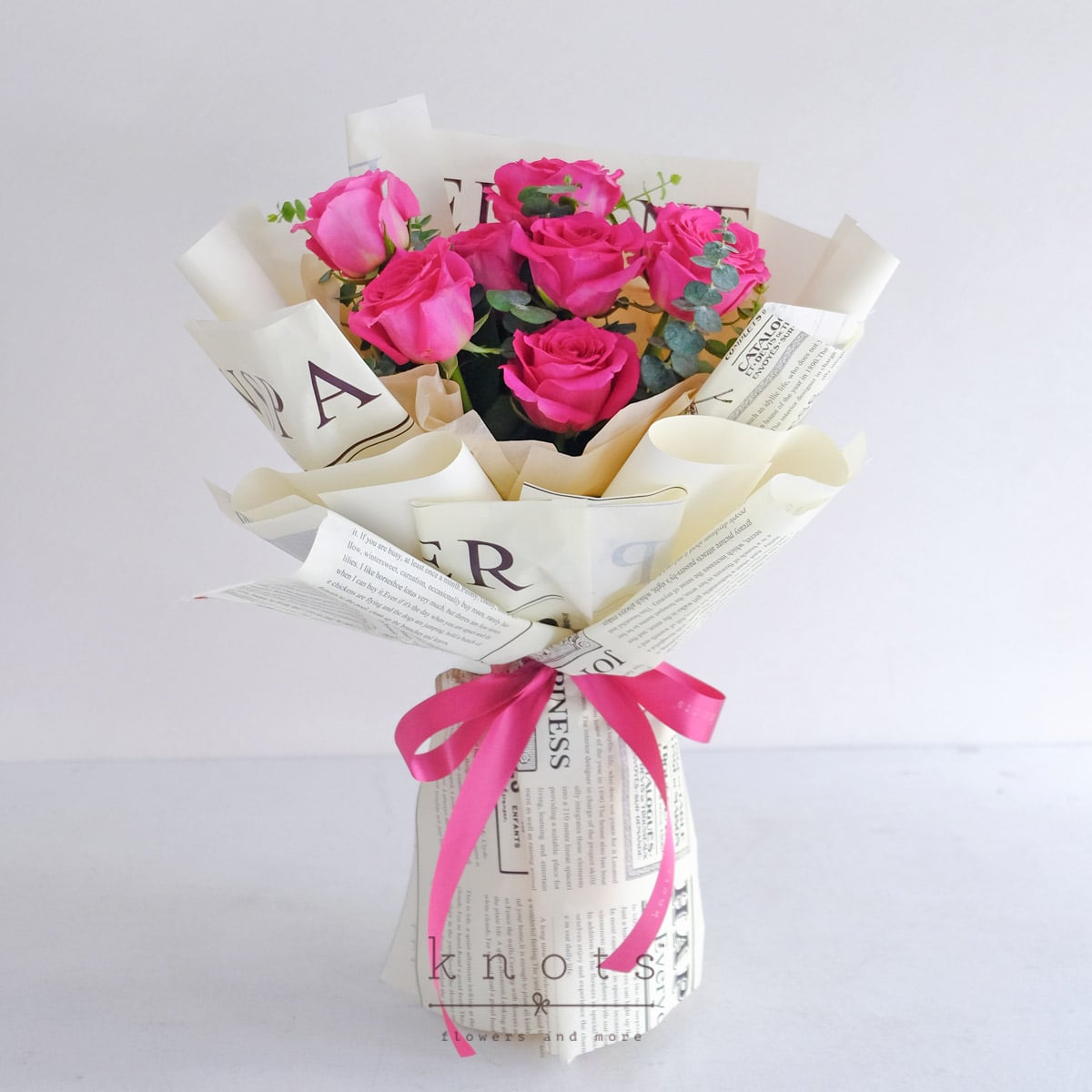 Floral Dusk (8 Fuchsia Roses  Bouquet)