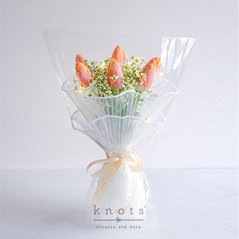 Glimmering Grace (Orange Tulips Bouquet w/ Fairy Lights)