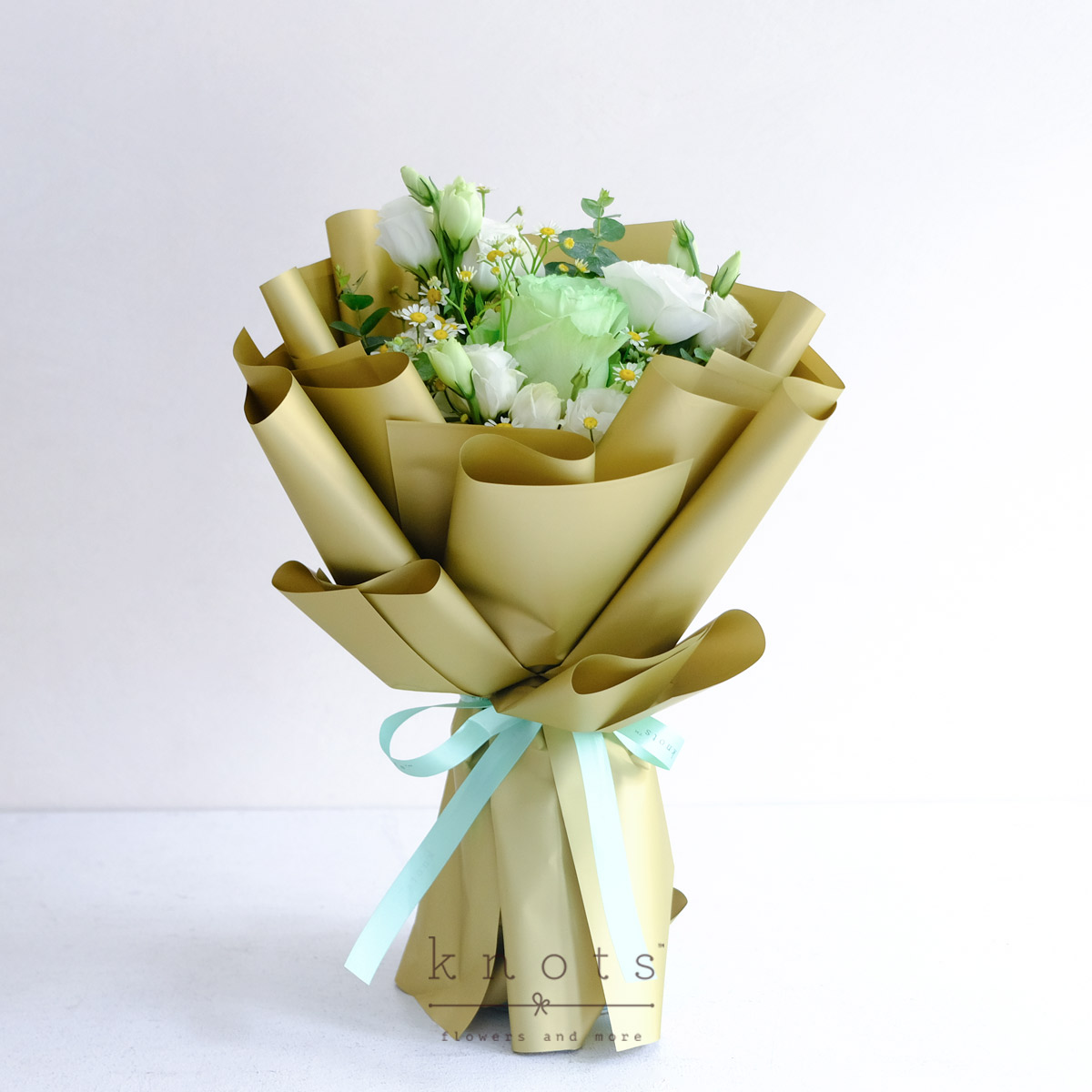 Elysian (Green Sprayed White Ecuadorian Rose Bouquet)