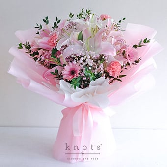Pink Serenity (Pink Lilies and Gerbera Bouquet)