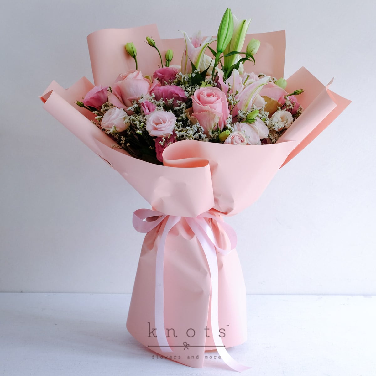 Sweetest Devotion (Pink Ecuadorian Roses and Lily Bouquet)