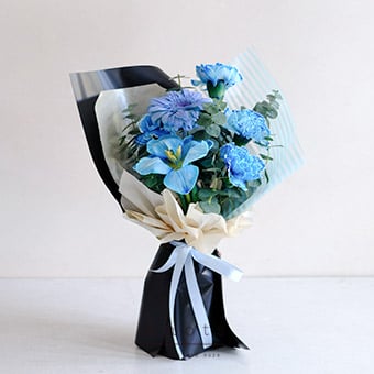 Sapphire Sky (Blue Dyed Tulip and Carnations Bouquet)