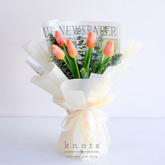 Sunset Crush (5 Orange Tulips Bouquet)