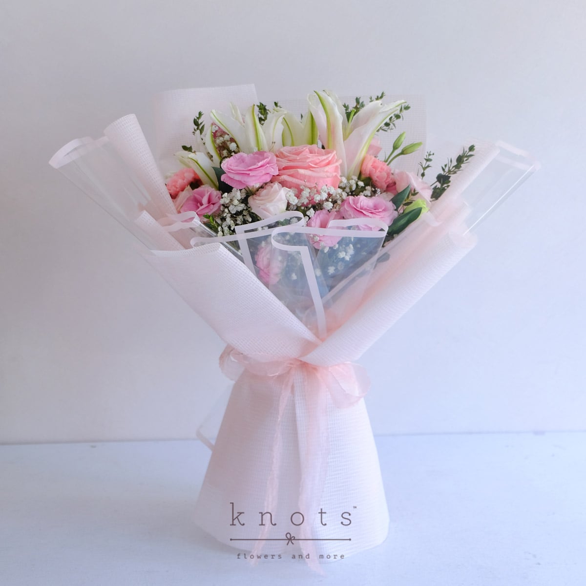 Blushing Lily (Pink Lily and Ecuadorian Rose Bouquet)
