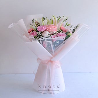 Blushing Lily (Pink Lily and Ecuadorian Rose Bouquet)