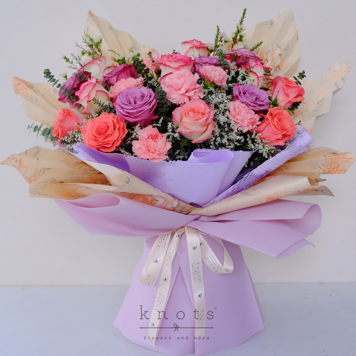 Floral Grace (Ecuadorian Roses, Two-tone Pink Rose, and Carnation Bouquet)