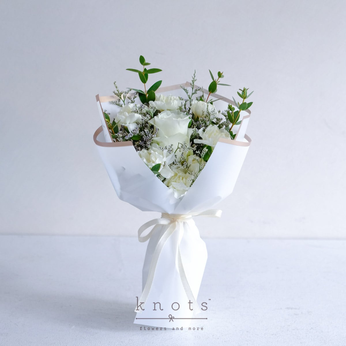 Restful Heart (White Rose Petite Bouquet)