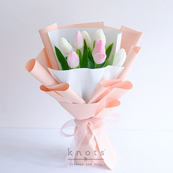 Subtle Love (White & Pink Tulips Bouquet)
