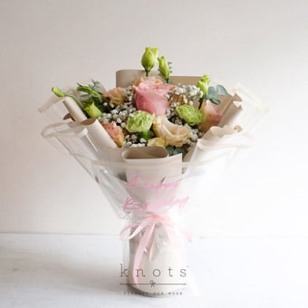 Sweet Birthdays (Pink Ecuadorian Rose Birthday Bouquet)