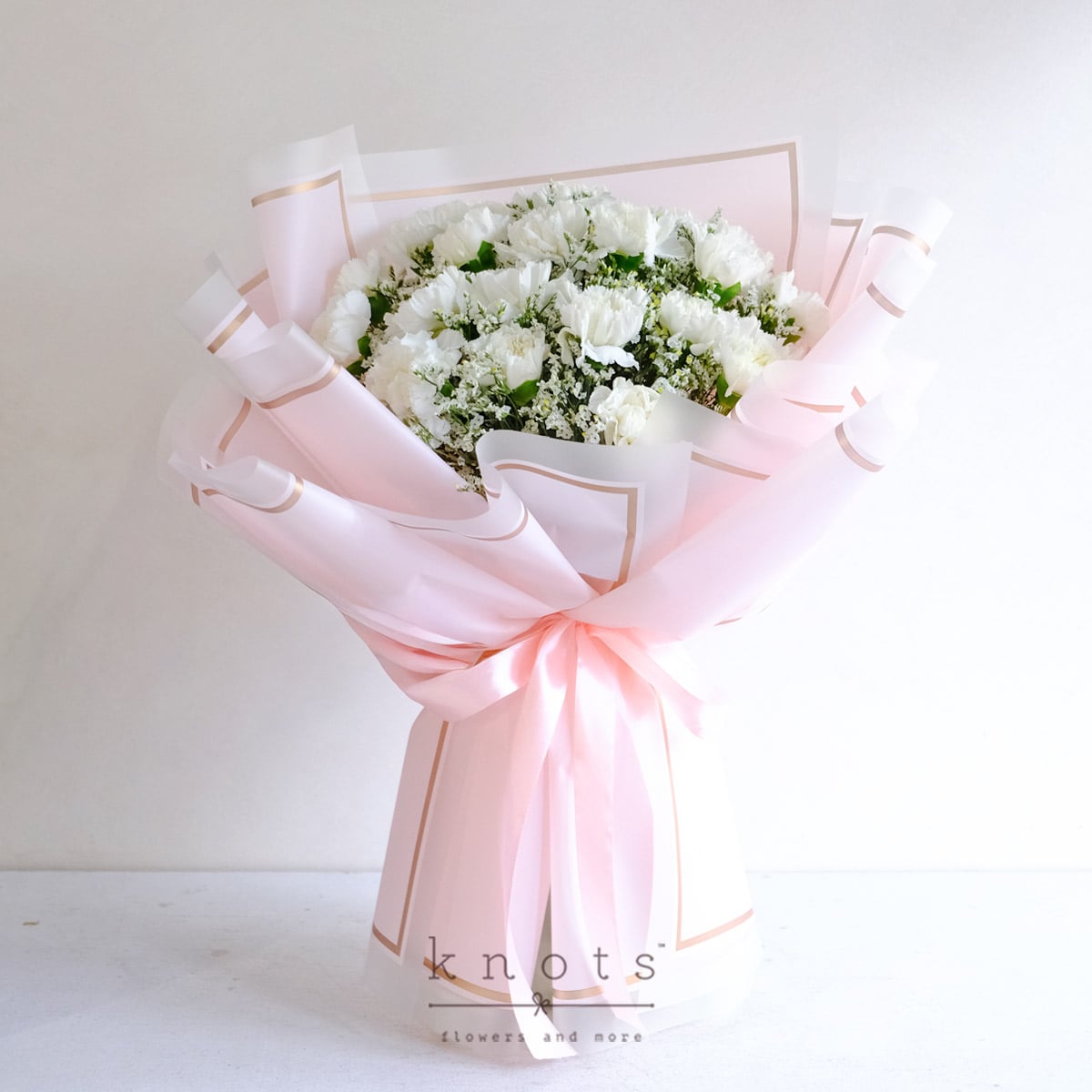 Purity of Everlasting (White Carnation Bouquet)