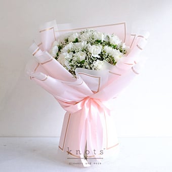 Purity of Everlasting (White Carnation Bouquet)