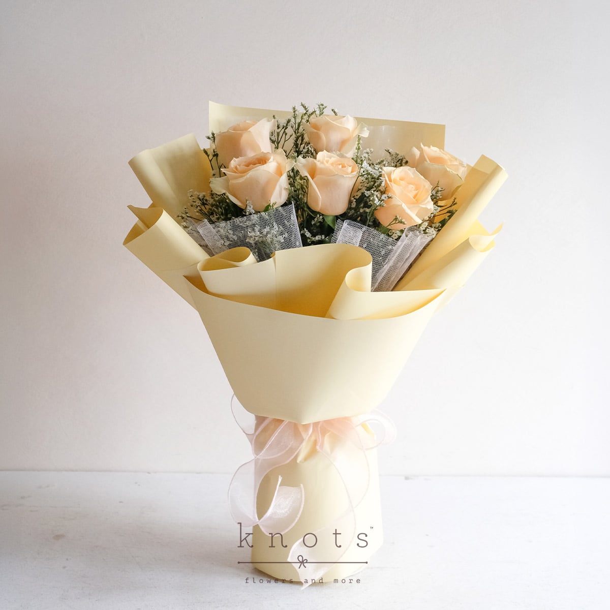 Abundant Shines (Peach Roses Bouquet)