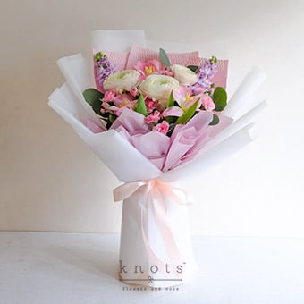 Love Poem (Blush Pink Ranunculus and Pink Tulips Bouquet)