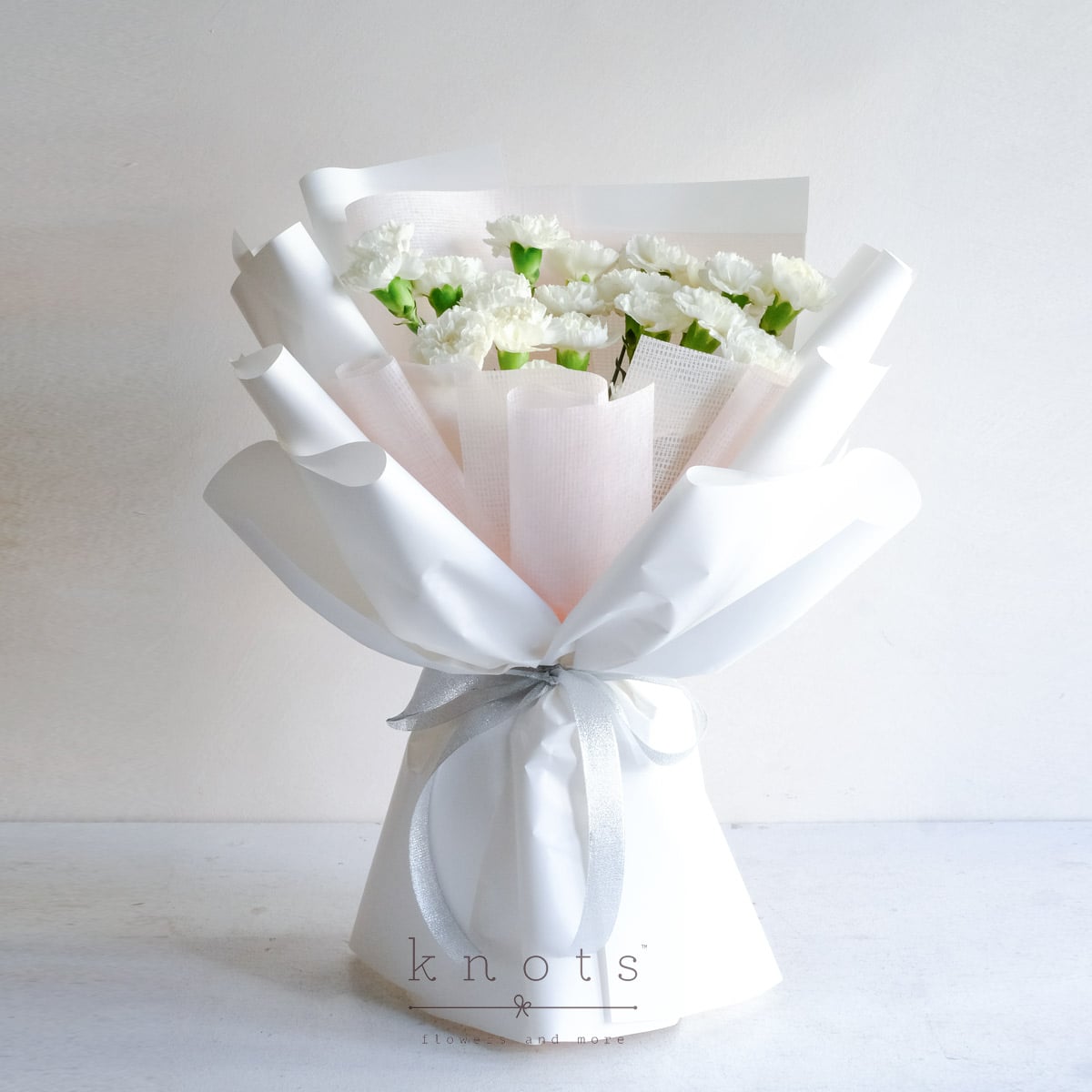Tranquil Beauty (White Carnations Bouquet)