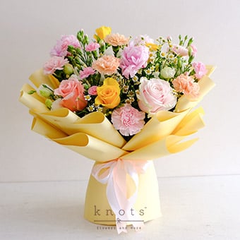 Golden Blush (Pink Peonies and Roses Bouquet)