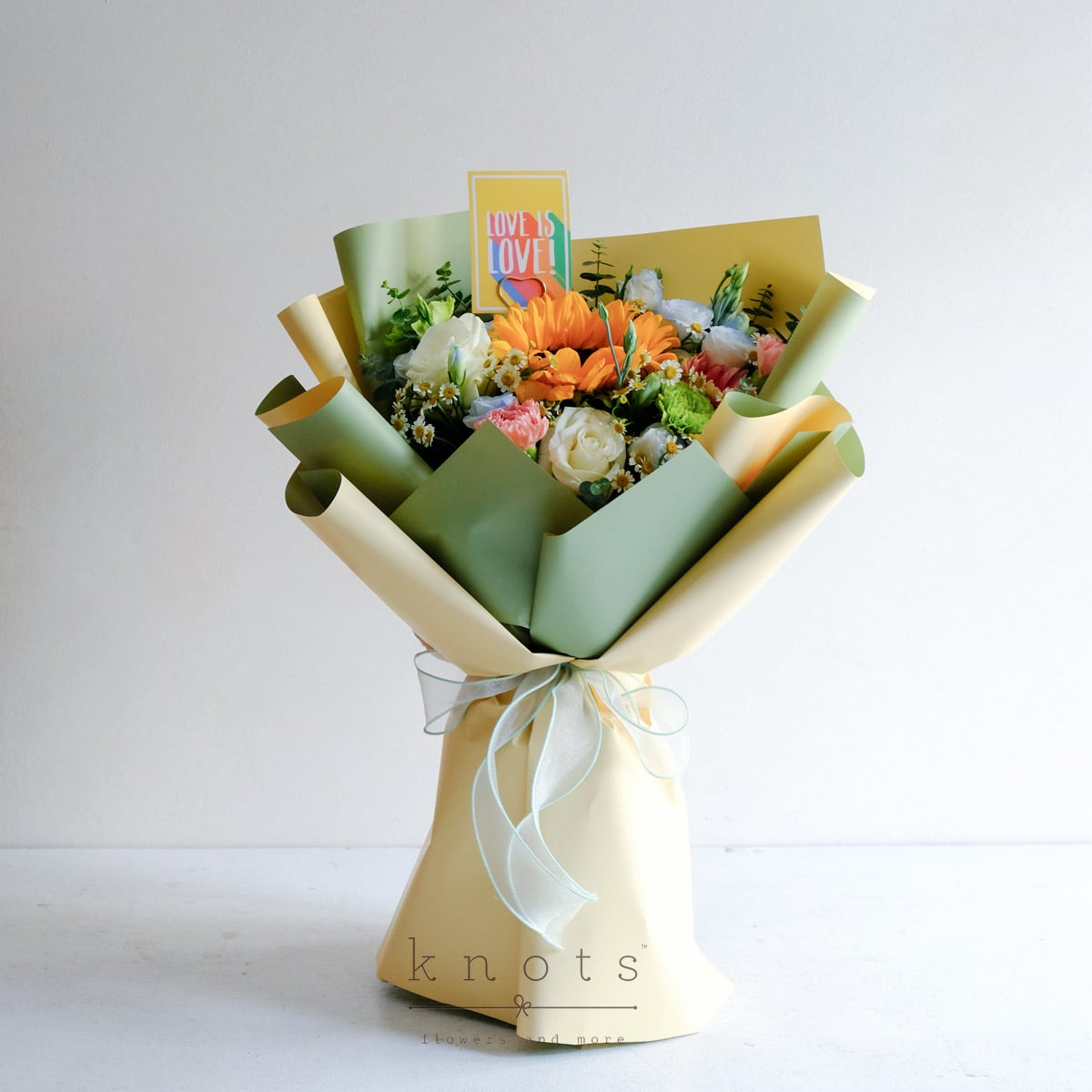 Love is Love (Sunflower and White Roses Bouquet)