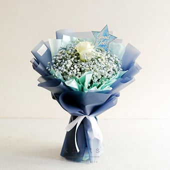 Gentle Horizons (White Rose Graduation Bouquet)