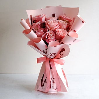 Pink Affection (9 Pink Ecuadorian Roses Bouquet)