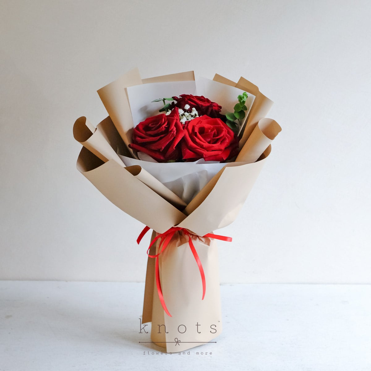 Three of Hearts (3 Red Ecuadorian Roses Bouquet)
