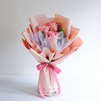 Petal Whimsy (3 Pink Ecuadorian Roses Bouquet)