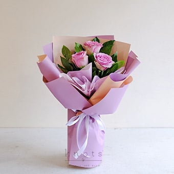 Amethyst Kiss (3 Purple Roses Bouquet)