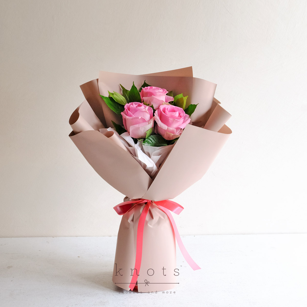 Rosy Bliss (3 Dark Pink Roses Bouquet)