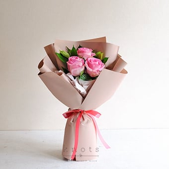 Rosy Bliss (3 Dark Pink Roses Bouquet)