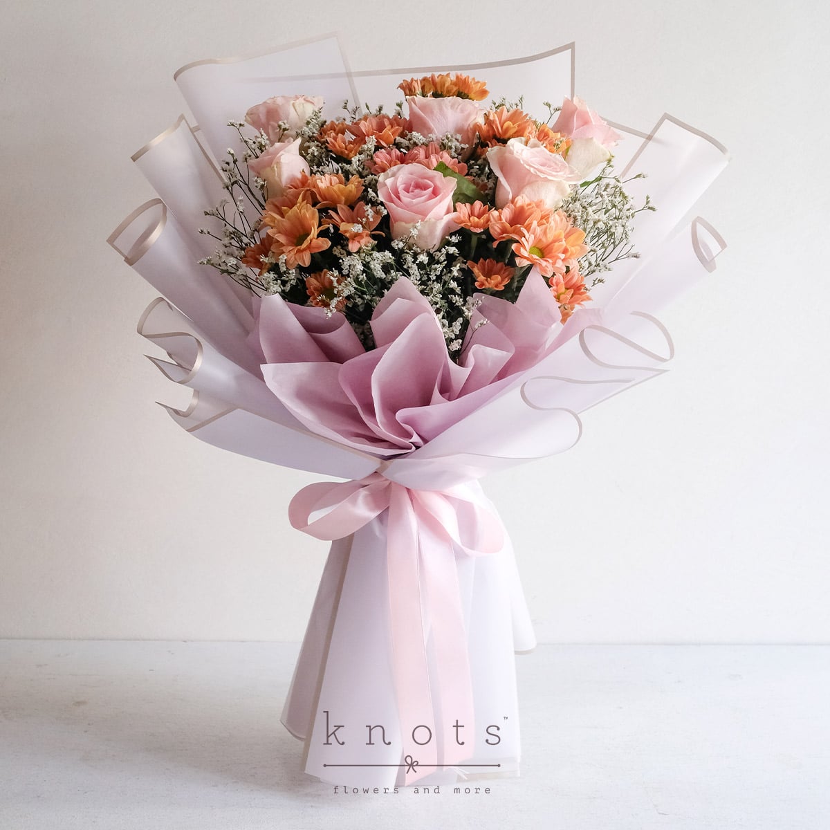 Rosy Apricot (Pink Roses Bouquet)