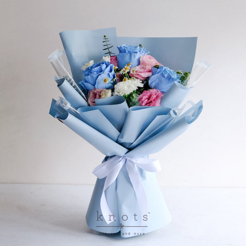 Sapphire Serenade (Light Blue Ecuadorian Roses Bouquet)