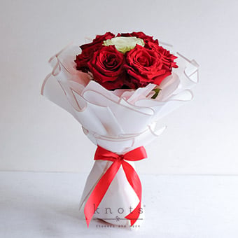 Heart’s Desire (Red and White Ecuadorian Roses Bouquet)