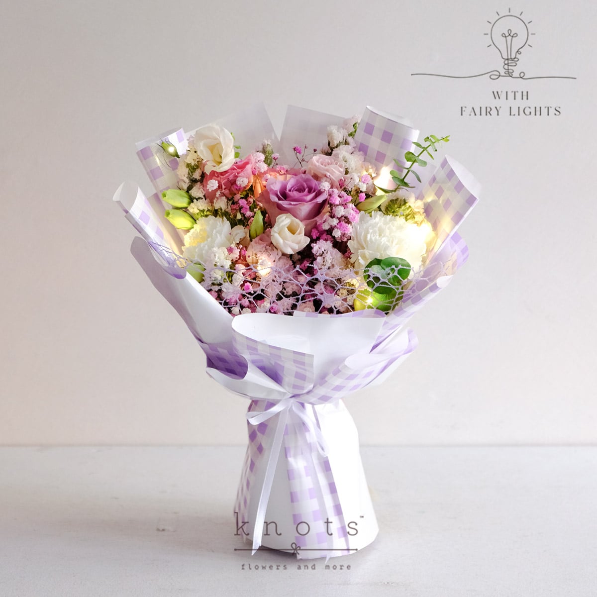 Beam Gleam (Purple Rose Bouquet with Fairy Lights)