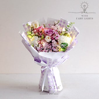 Beam Gleam (Purple Rose Bouquet with Fairy Lights)