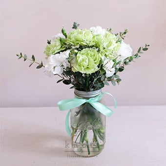 Gentle Thoughtfulness (Green Carnations Arrangement)