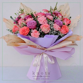 Floral Grace (Ecuadorian Roses, Two-tone Pink Rose, and Carnation Bouquet)