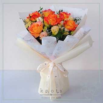 Charismatic Heart (Orange-Red Ecuadorian Roses Bouquet)