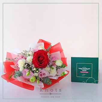 Nectar Nibbles (Red Ecuadorian Rose Bouquet with Chocolate)